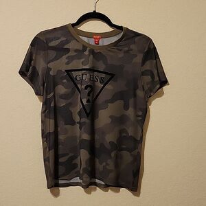 Guess Short Sleeve Sheer Camo Shirt Size M CLEARANCE